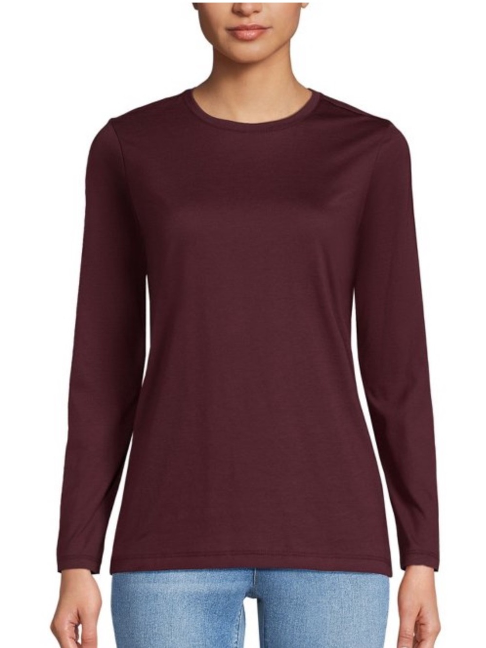 *NWT* Lands' End Supima Cotton Lush Burgundy Long Sleeve Crew Neck T-Shirt - 1X